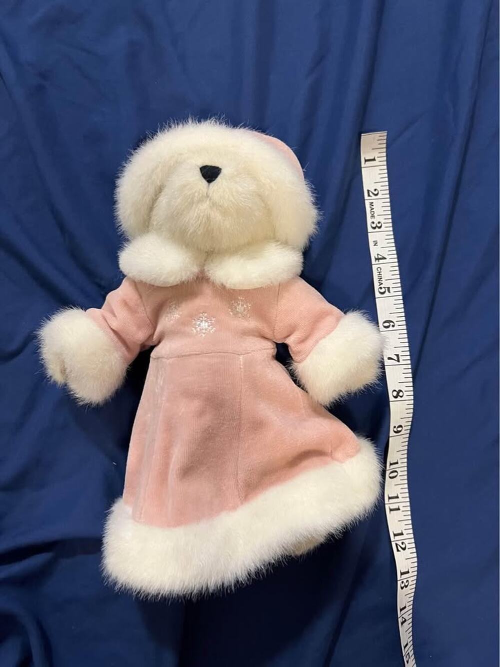 Ty Plush Winter Bear Pink Coat Snowflake 12” Stuffed Animal EUC